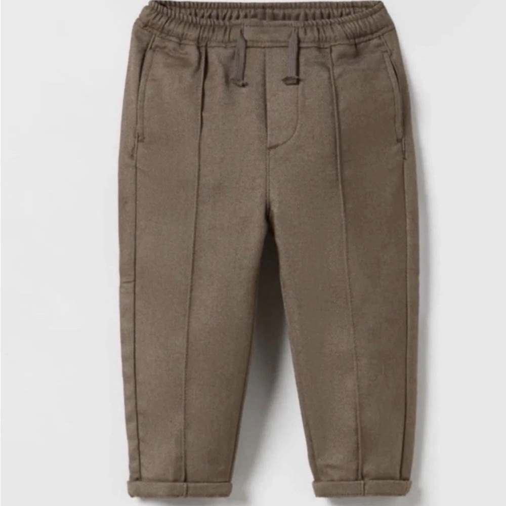 Zara Brown Elastic Waist Baby Pants 9-12 months.